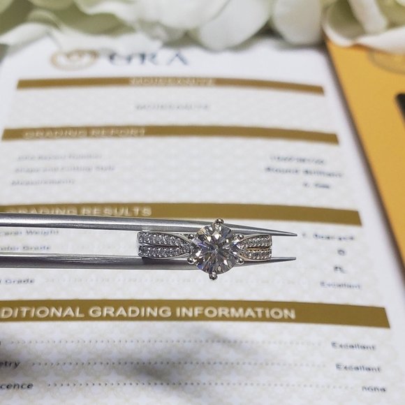 1 Carat Moissanite Engagement Ring in 925 Sterling Silver Band, D-FL - Picture 7 of 12